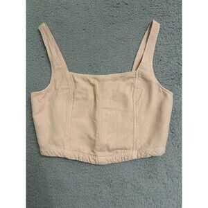 Pilcro Pink Rose Corset Cropped Square Neck‎ Tank Top Women's Size Medium